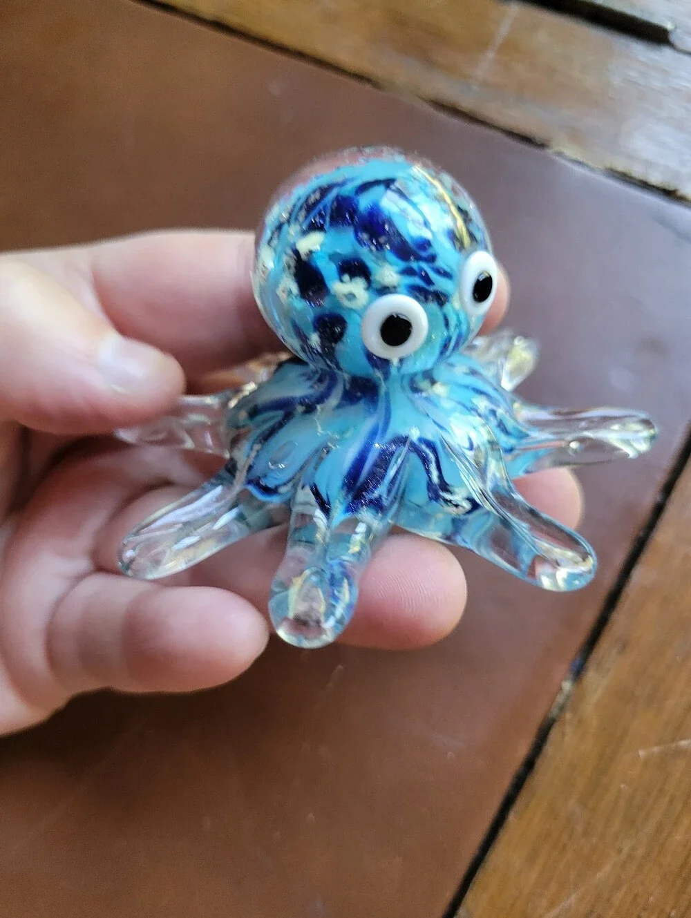 Dynasty Gallery Blue Art Glass Octopus Paperweight Figurine
